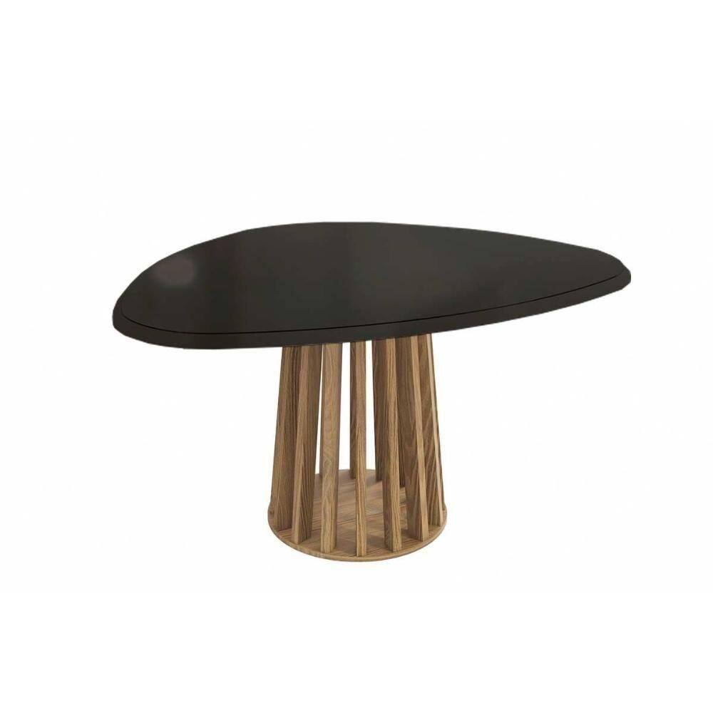 Mesa De Sala Jantar Lavanda + Tampo Com Vidro 135x105cm Nogueira preto Fosco