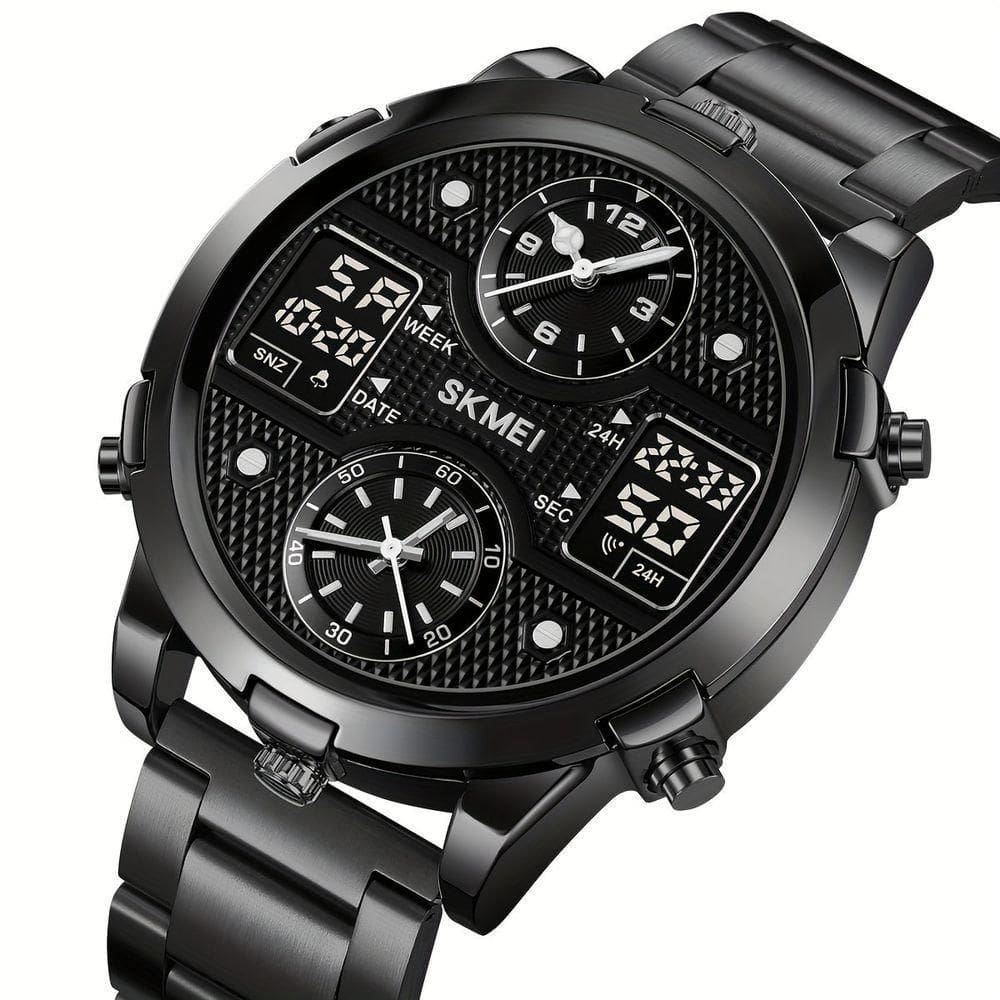 Relógio De Pulso Masculino Fashion Skmei Com Pulseira De Aço Preto