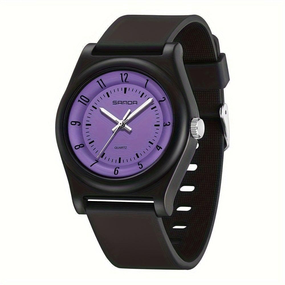 Relógio De Quartzo Elegante Sanda Ultrafino, Display Analógico Preto Roxo