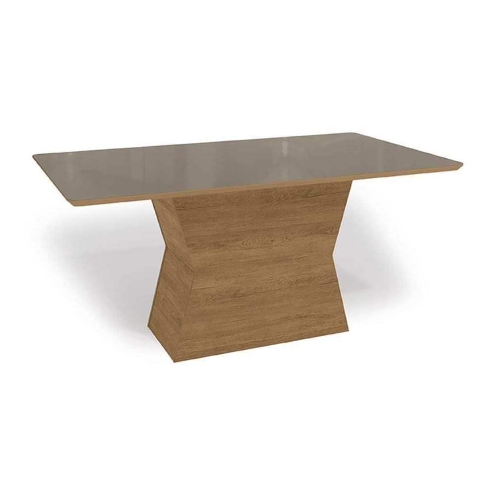 Mesa De Sala Jantar Tilia + Tampo Vidro 160x90cm Freijo bronze