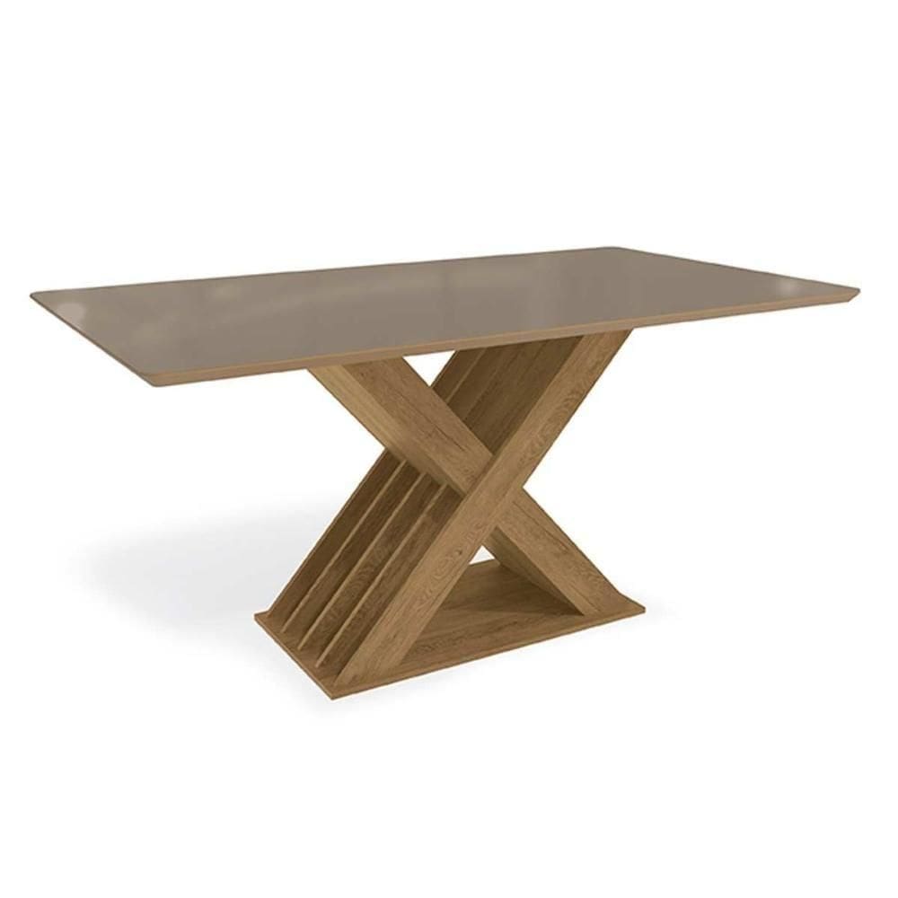 Mesa De Sala Jantar Graviola + Tampo Com Vidro 160x90cm Freijo bronze