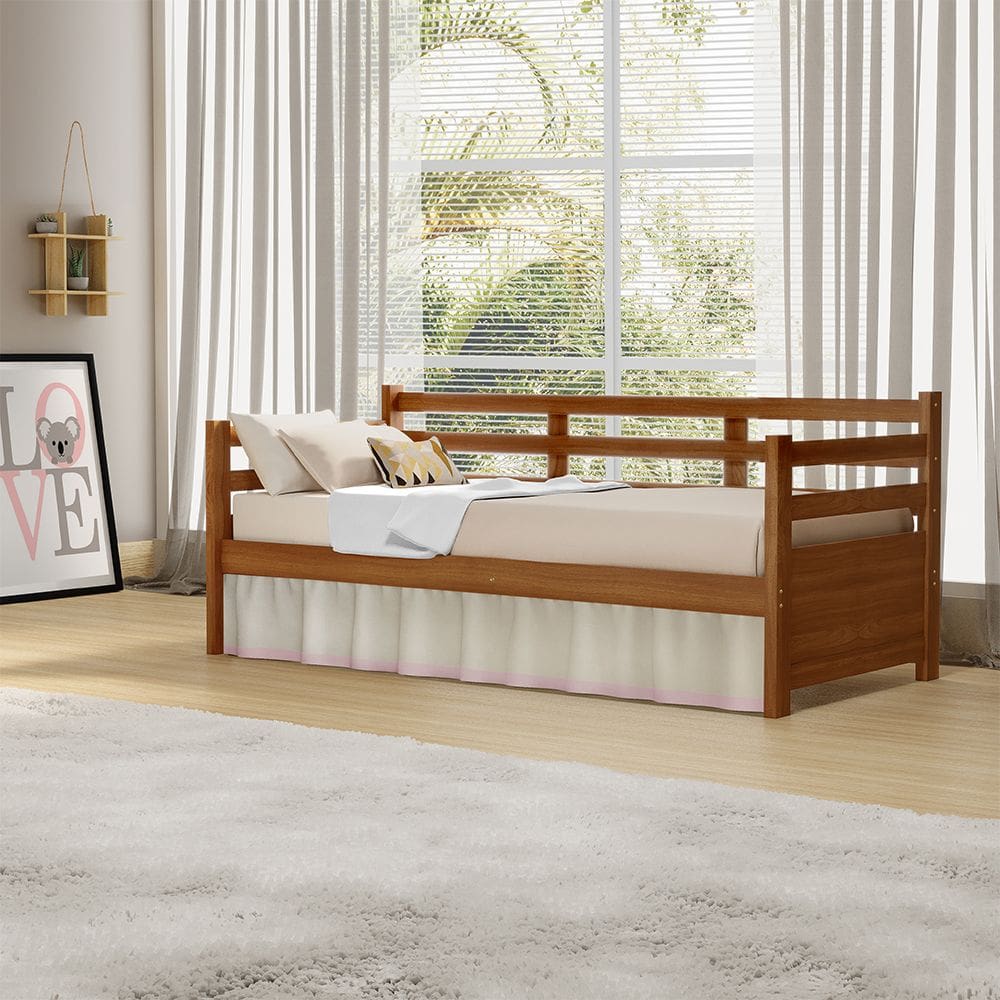 Sofá Cama para Copa Solteiro Madeira Enjoy Mona Mais Nicho - Castanho