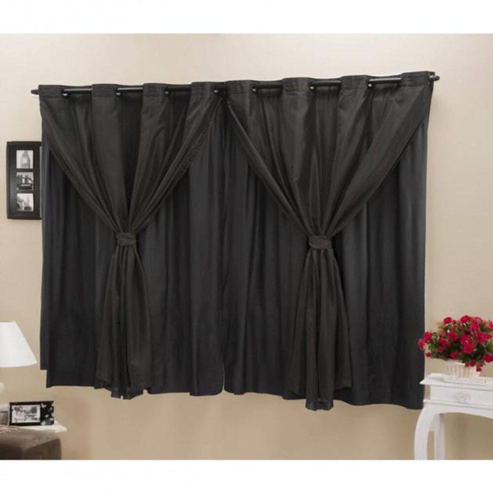 Cortina Blackout Pvc Com Tecido Voil 2,80 M X 1,60 M Preto