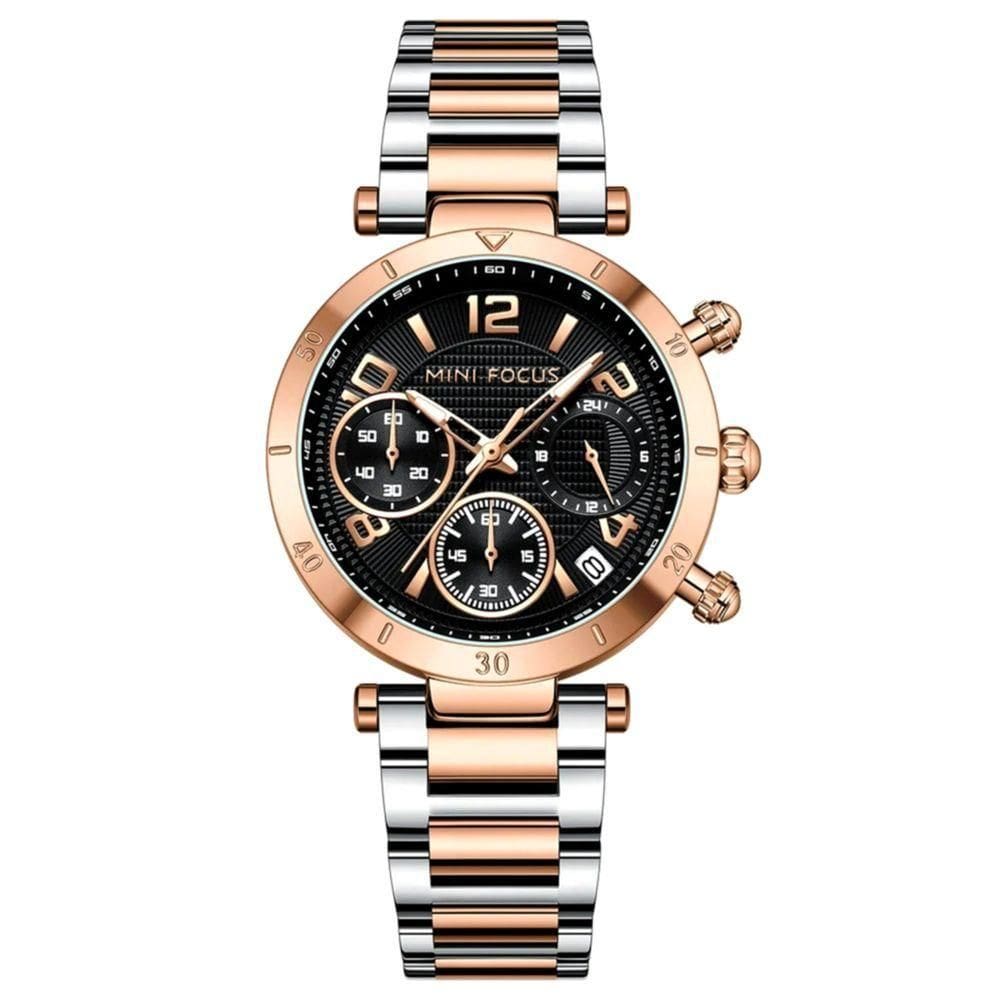 Relógio De Quartzo Feminino Minimalista Com Strass Movimento De Quartzo Prata Rose