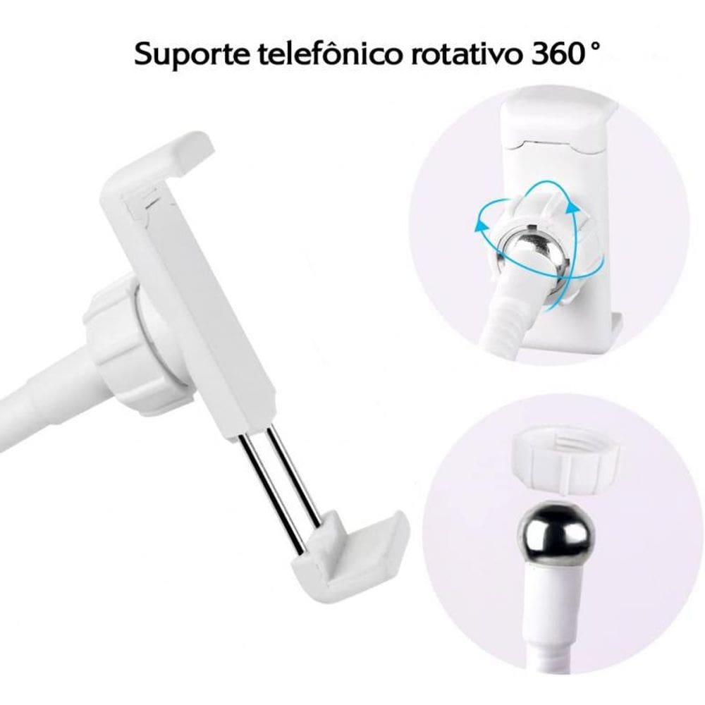 Ring Light Suporte Celular Maguiagem Live Stream Branco
