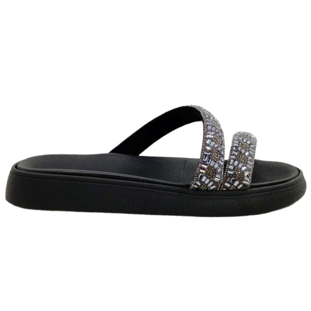 Tamanco Feminino Papete Flatform Casual Dia a Dia Passeio Trabalho com Strass Conforto Moleca 5469.139