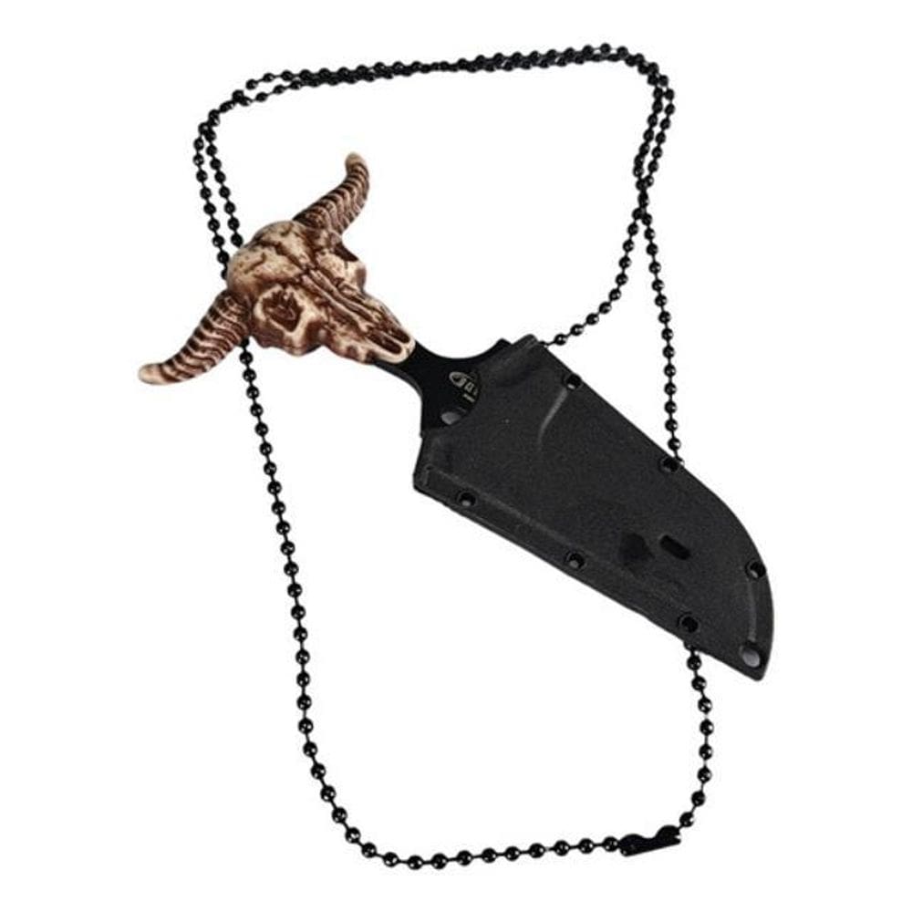 Mini Faca Lâmina Serra Push Dagger Cranio Boi Camping Pesca