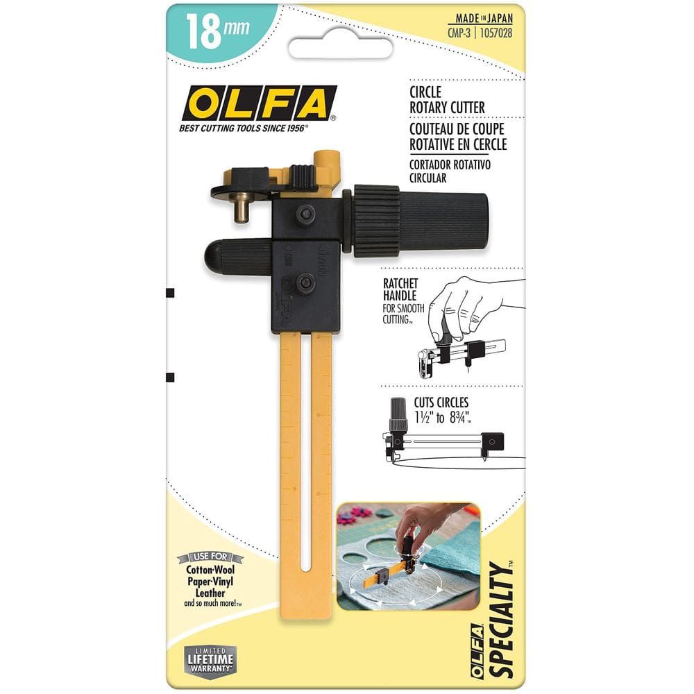 Cortador circular rotativo OLFA CMP-3 com alça de catraca de 18 mm
