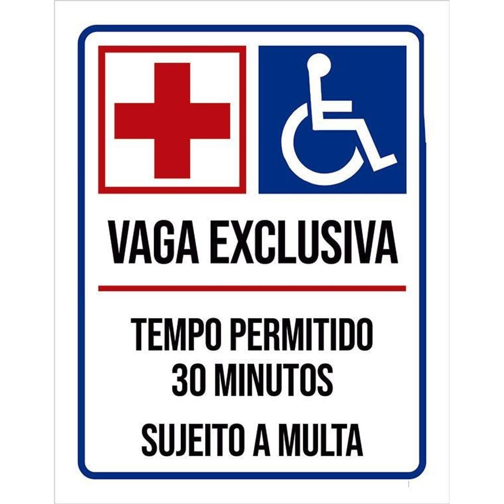 Kit 3 Placas Vaga Exclusiva Deficientes Hospital 30 Minutos