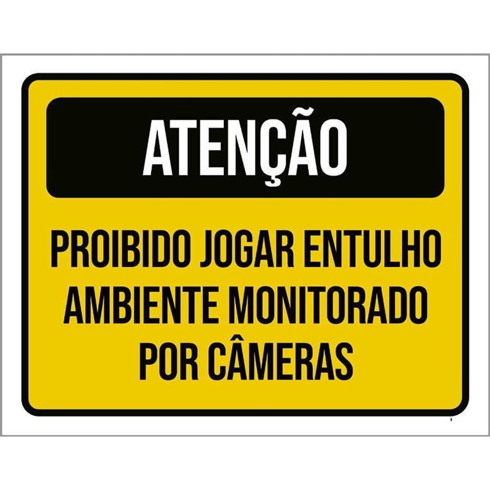 Placa Sinalização - Proibido Jogar Entulho Amarela 27X35