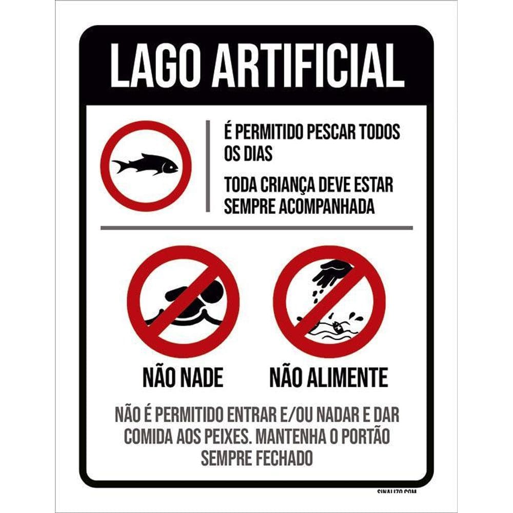Kit 3 Placas Regras Normas Uso Lago Artificial