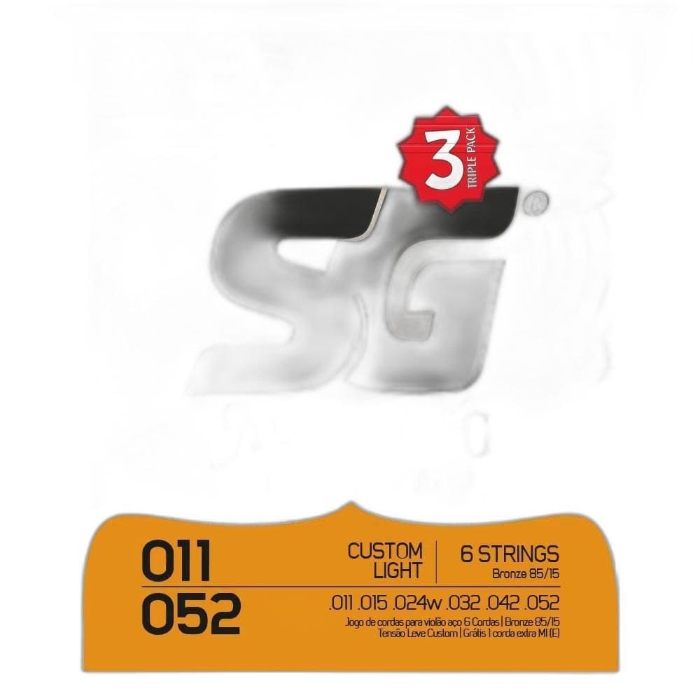 Kit 3 Encordoamento Cordas Sg Violao 011 Aco Bronze 85/15
