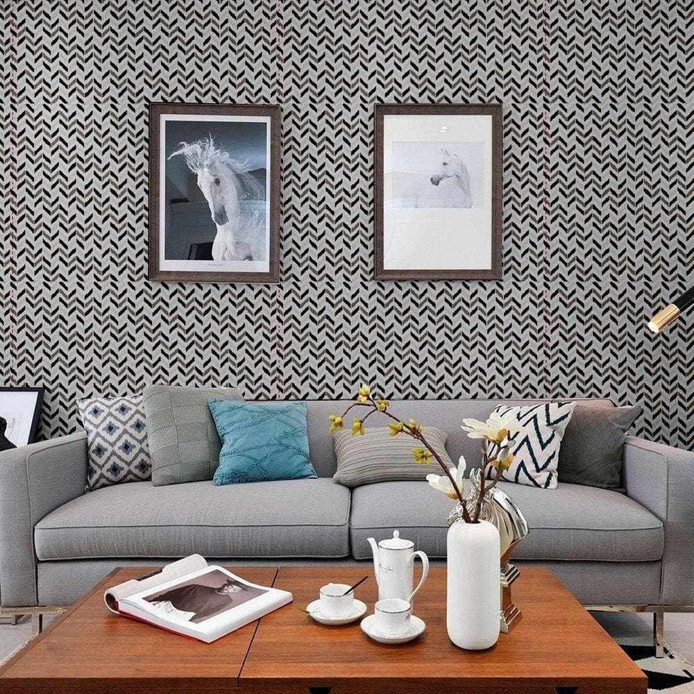 Papel De Parede Adesivo Pvc Estampa Zig Zag Rolo 5 Metros