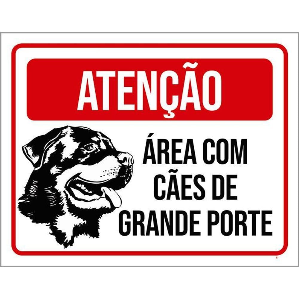 Kit 3 Placas - Atenção Área Com Cães Grande Porte