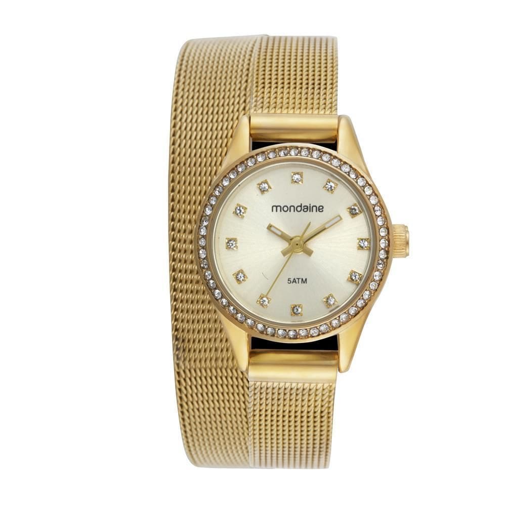 Relogio Mondaine Feminino Ref: 32827Lpmvde1 Mesh Dourado 2