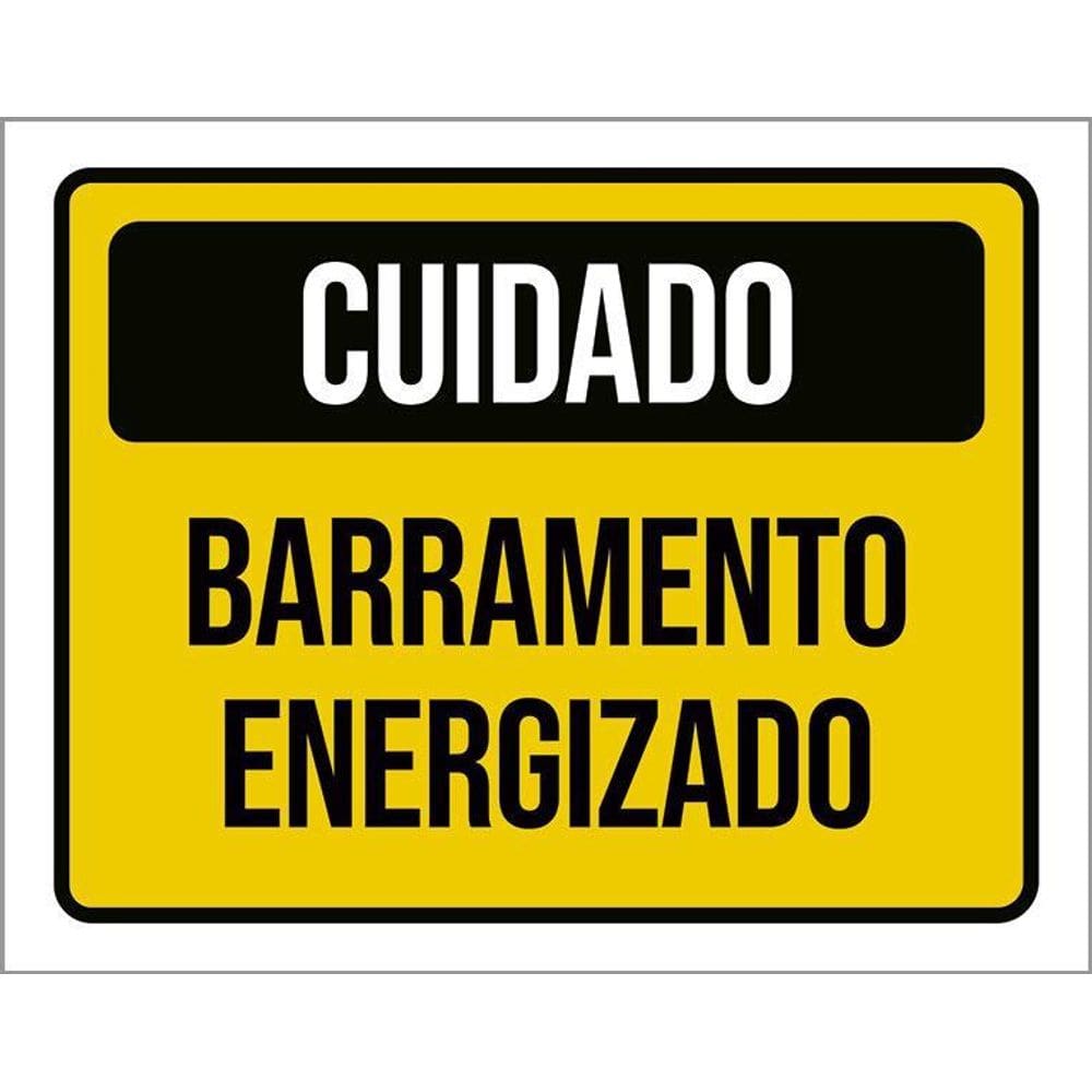 Placa De Sinalização - Cuidado Barramento Energizado 36X46