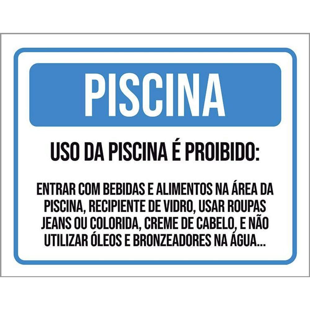 Kit 3 Placas - Uso Da Piscina Regras Condomínio