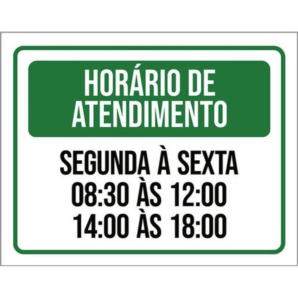 Kit 3 Placas Horário Atendimento Segunda Sexta 8 12 14 18