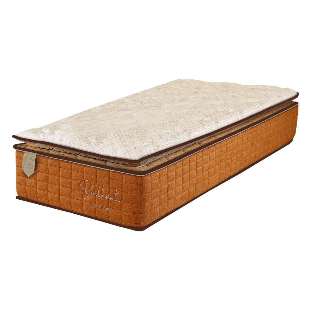 Colchão Solteiro 78X188X34 Prorelax Brilhante Molas Ensacadas Pillow Top Turn Free - Terracota