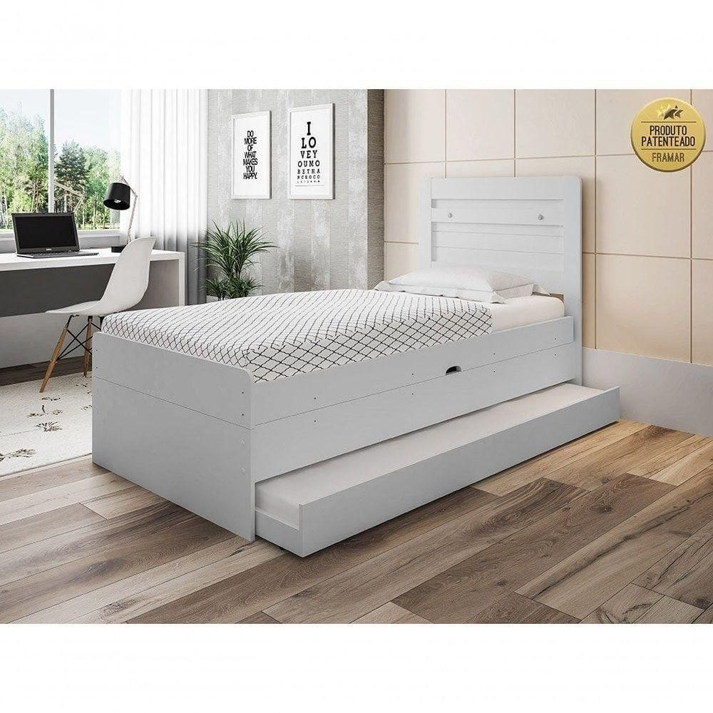 Cama Solteiro Larissa Com Cama Auxiliar Dani Branco