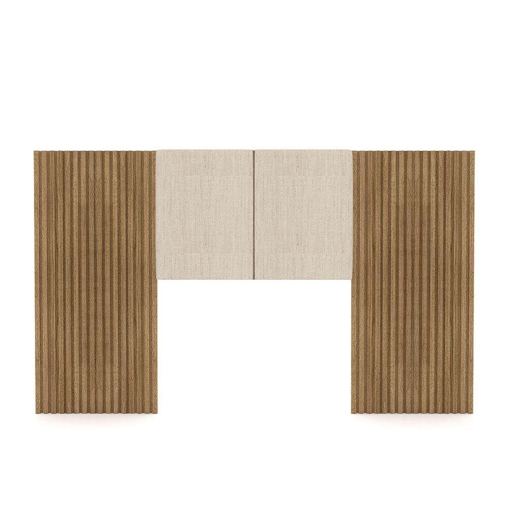 Cabeceira Painel Solteiro Ripado Nature E Linho Bege Sevilha 203 Cm - Pallazio