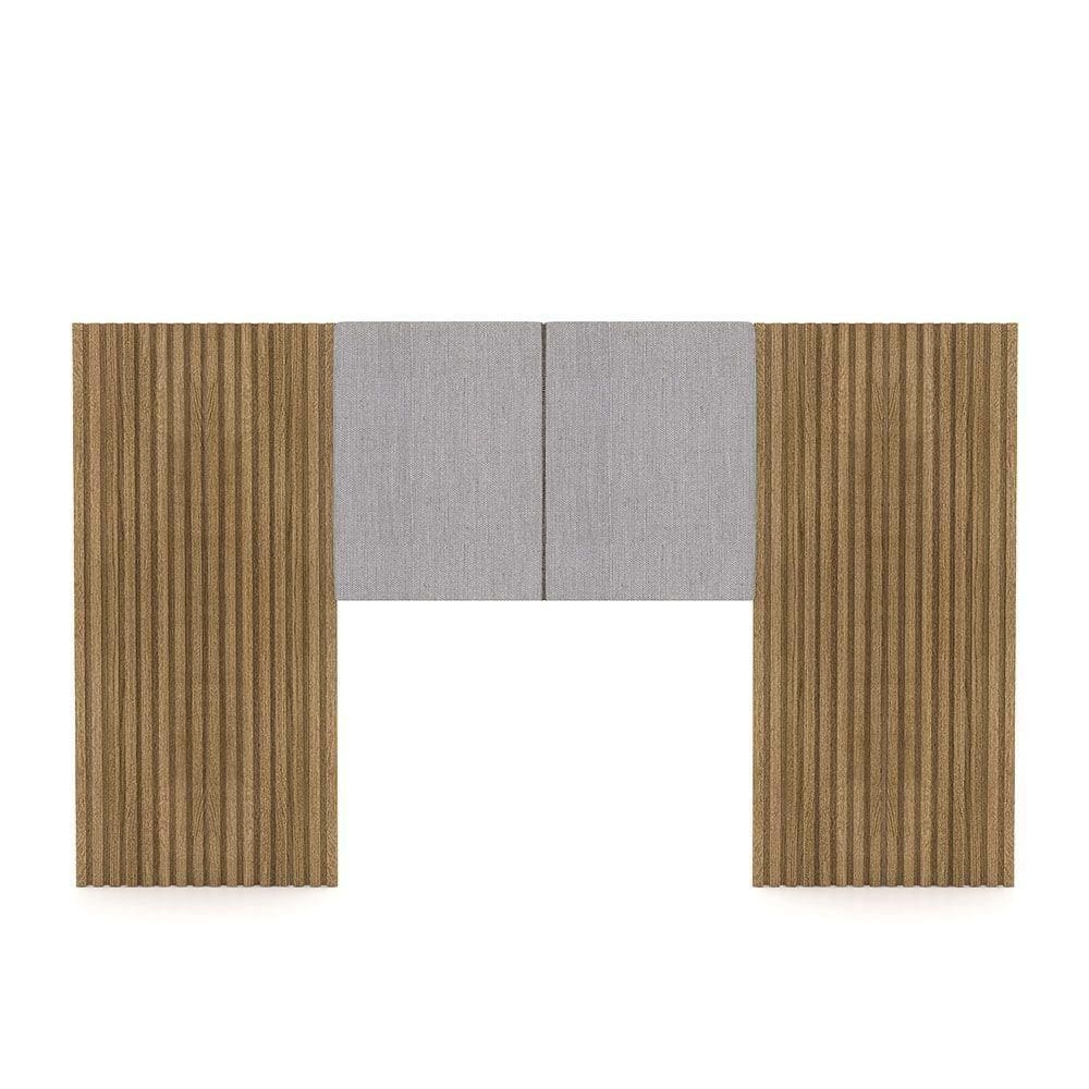 Cabeceira Painel Solteiro Ripado Nature E Linho Cinza Sevilha 203 Cm - Pallazio