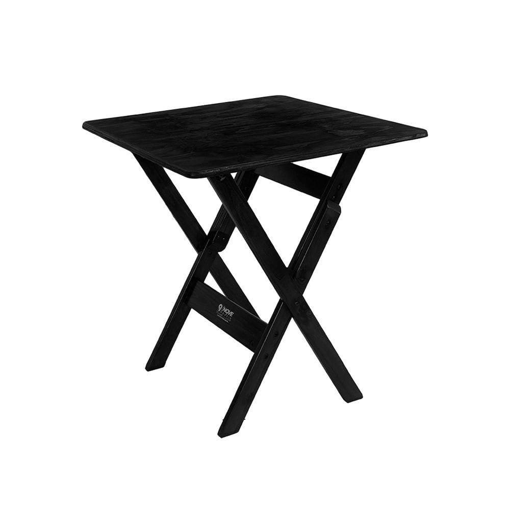 Mesa Dobrável 60x60cm Em Madeira Maciça - Preta - Preto