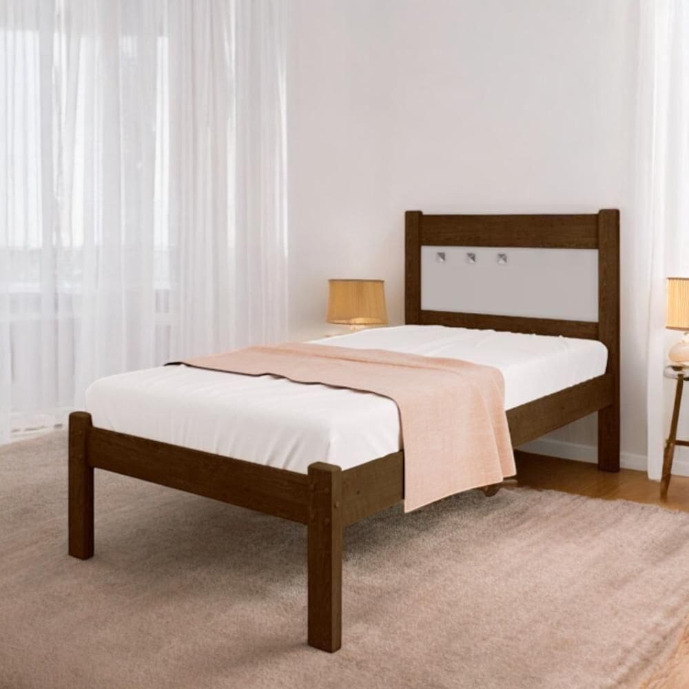 Cama Solteiro Sofisticada Paola Malbec E Off White