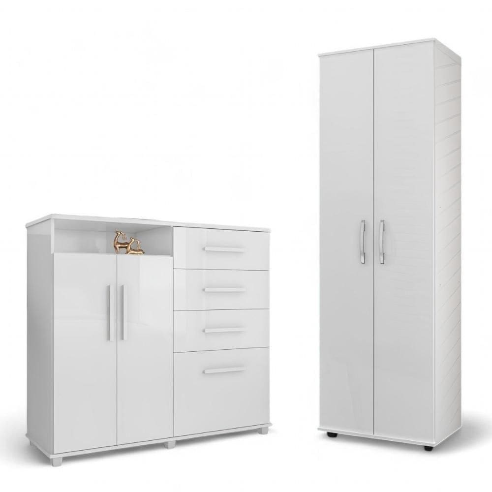 Conjunto De Cômoda E Multiuso Branco Para Quarto