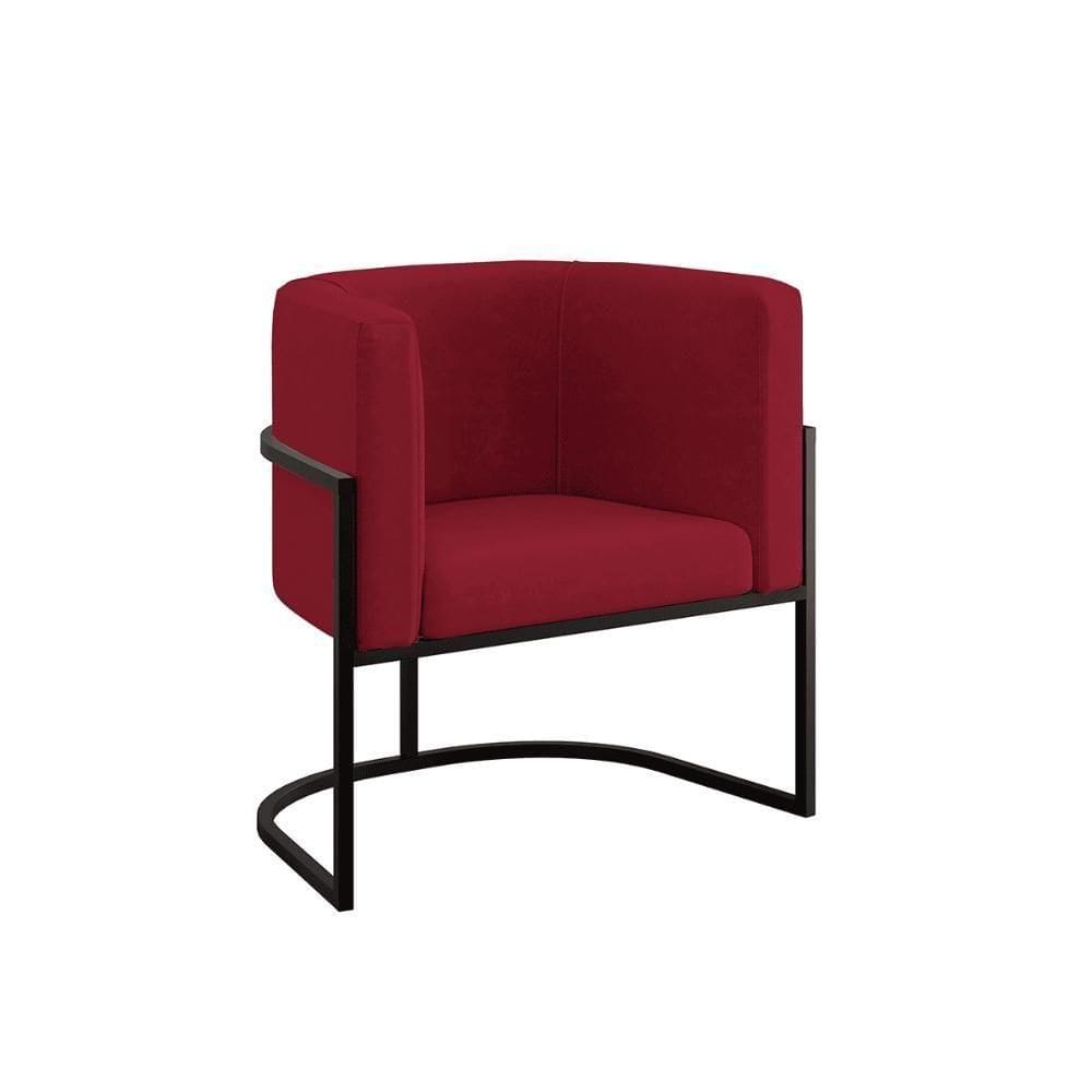Poltrona Cadeira Decorativa Lua Base De Ferro Black Marsala