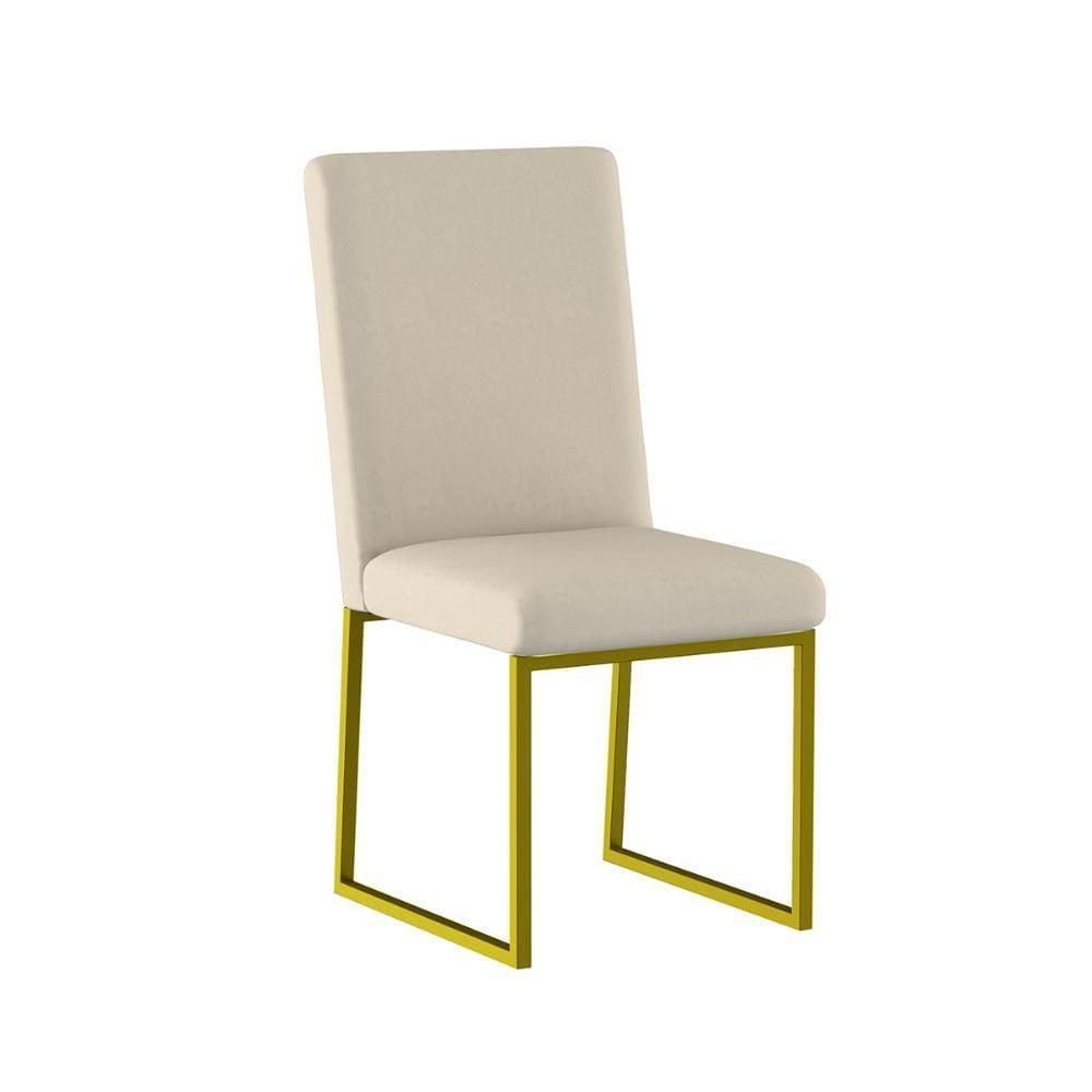 Cadeira Para Mesa Jantar Com Base De Ferro Dourado - Balaqui Azul Marinho