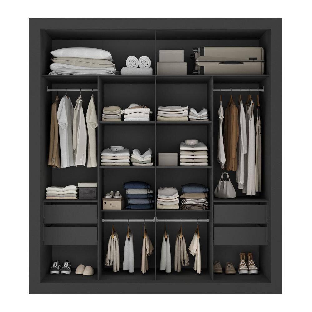 Guarda-roupas Casal Com Espelho 2 Portas De Correr 4 Gavetas | Extra