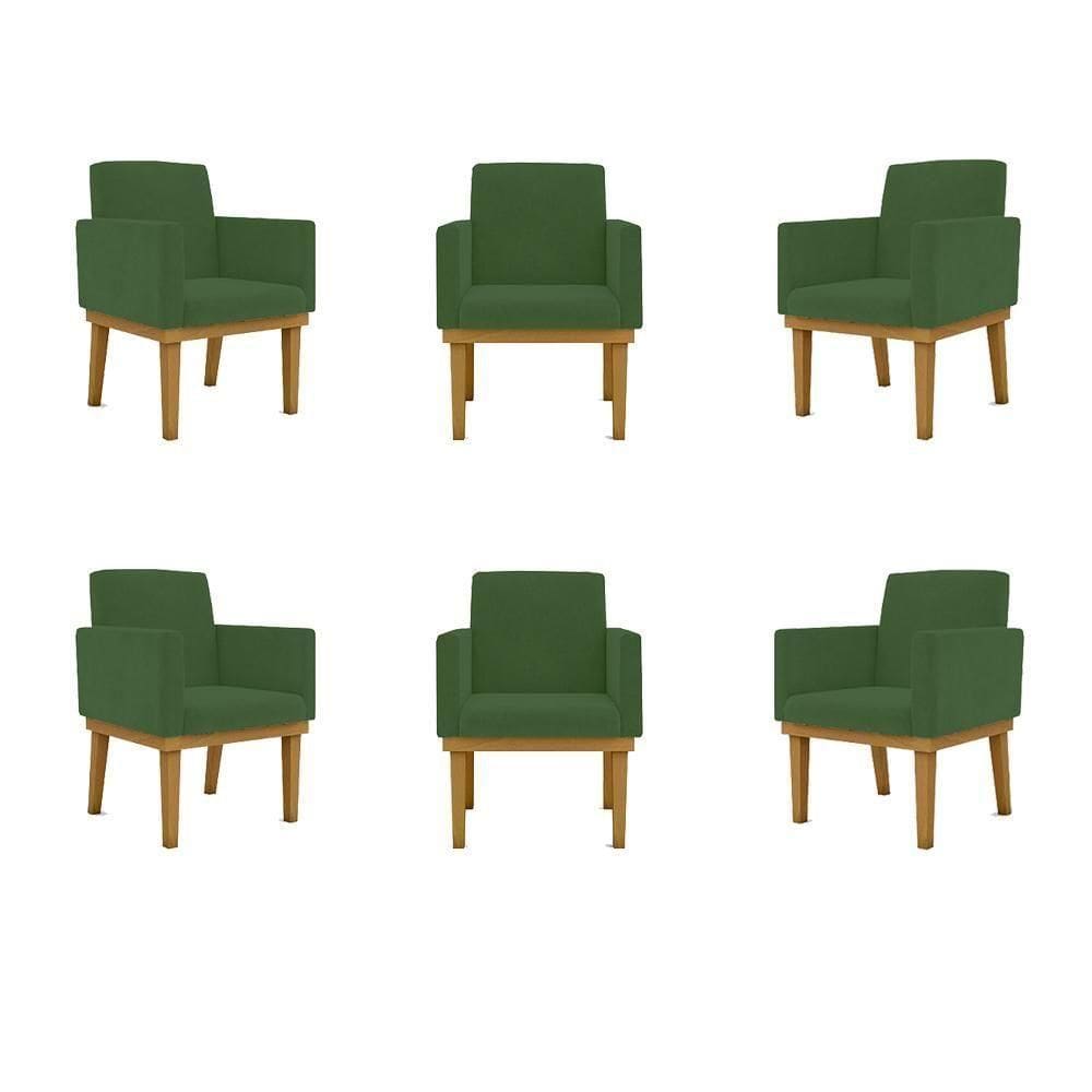06 Poltronas Com Base Verde 2 Opala Marinho + 1 Puff Marinho