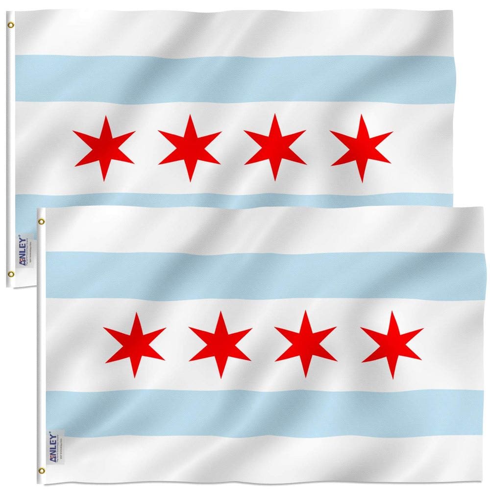 Flag Anley City of Chicago, poliéster de 3 x 5 pés, pacote com 2