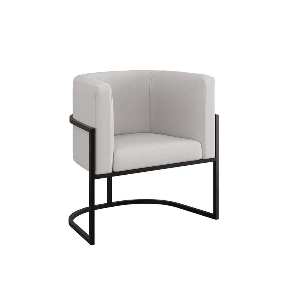 Poltrona Veludo Decorativa Lua Base De Ferro Black Bege