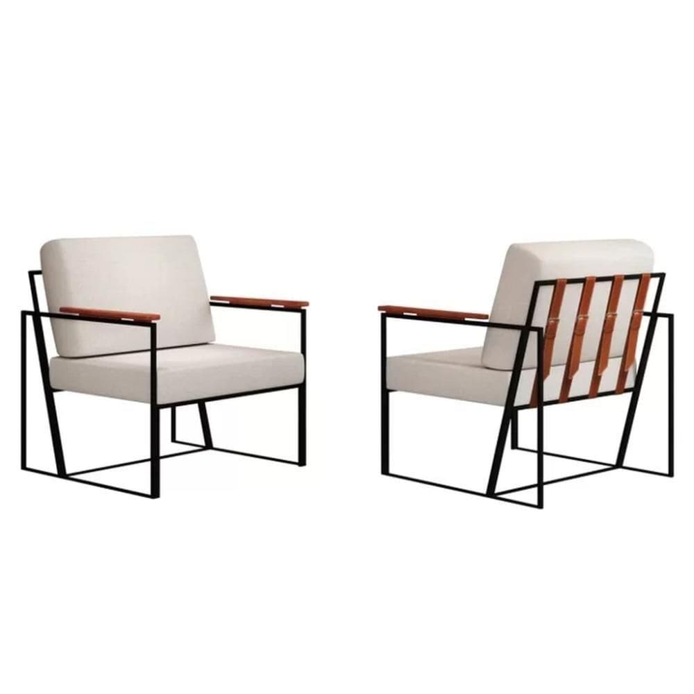 Poltrona Dubai Linho Bege Bm Tubulares