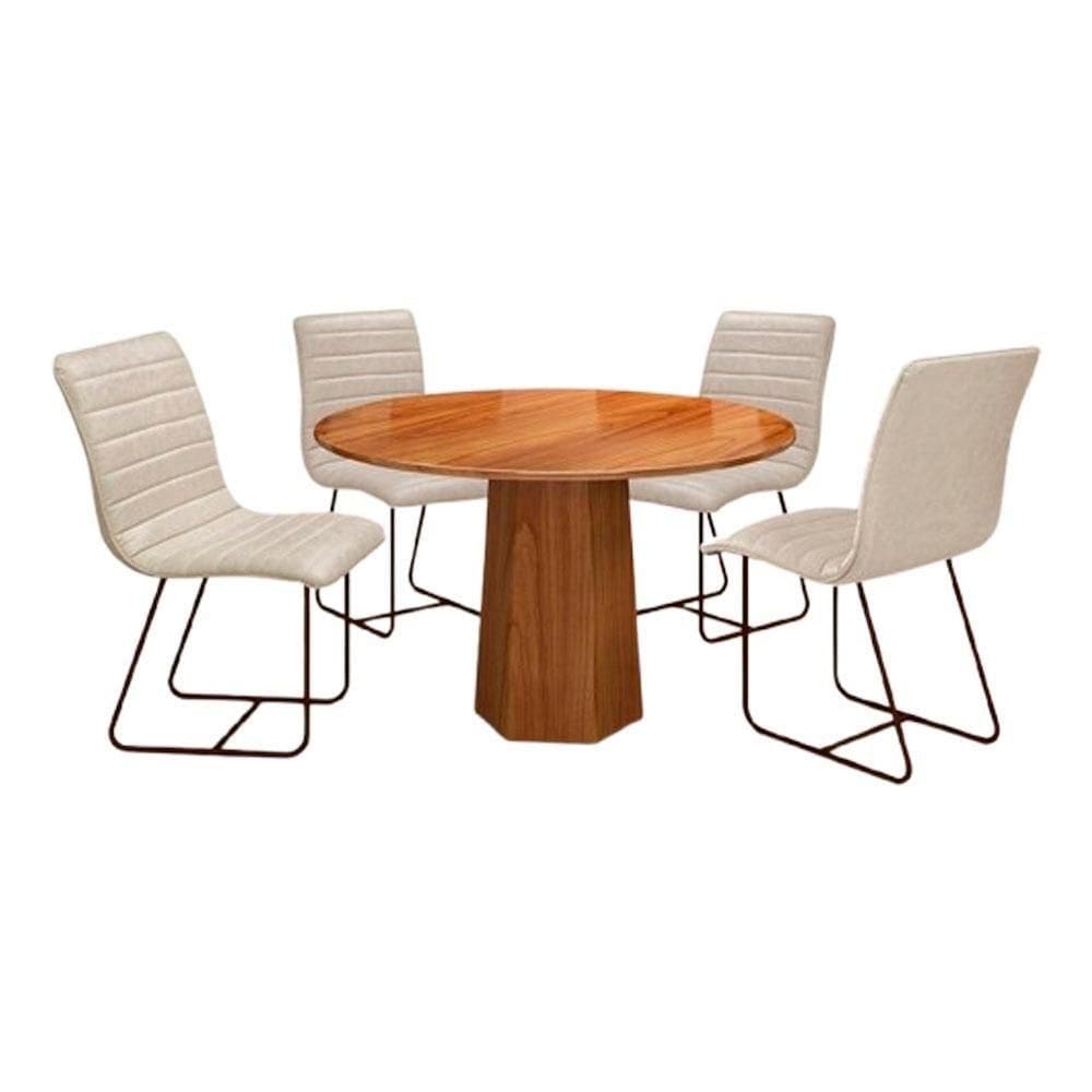 Conjunto Mesa Redonda Roraima 1,20m Com 4 Cadeiras Itália