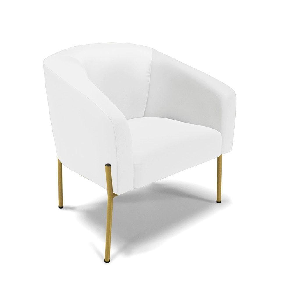Cadeira Sala De Jantar Pé De Ferro Dourado Stella Sintético D03 - D`rossi Cor Branco