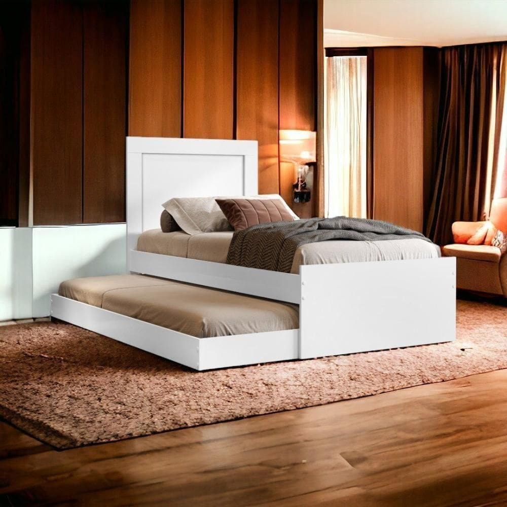 Cama Bibox Solteiro Luara Branco Com 02 Colchões Cambel