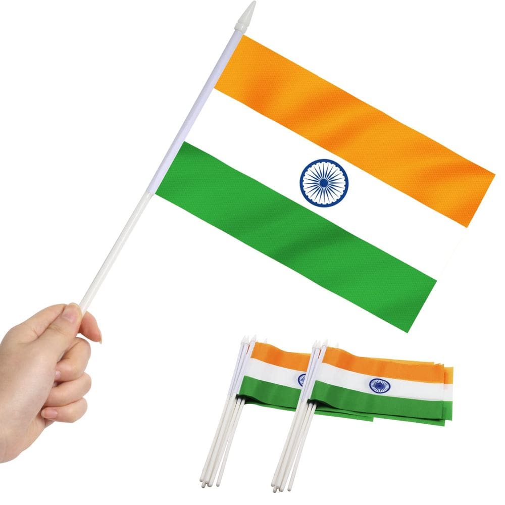 Bandeiras indianas em miniatura Anley India, 5 x 8 polegadas, pacote com 12 unidades com bastão