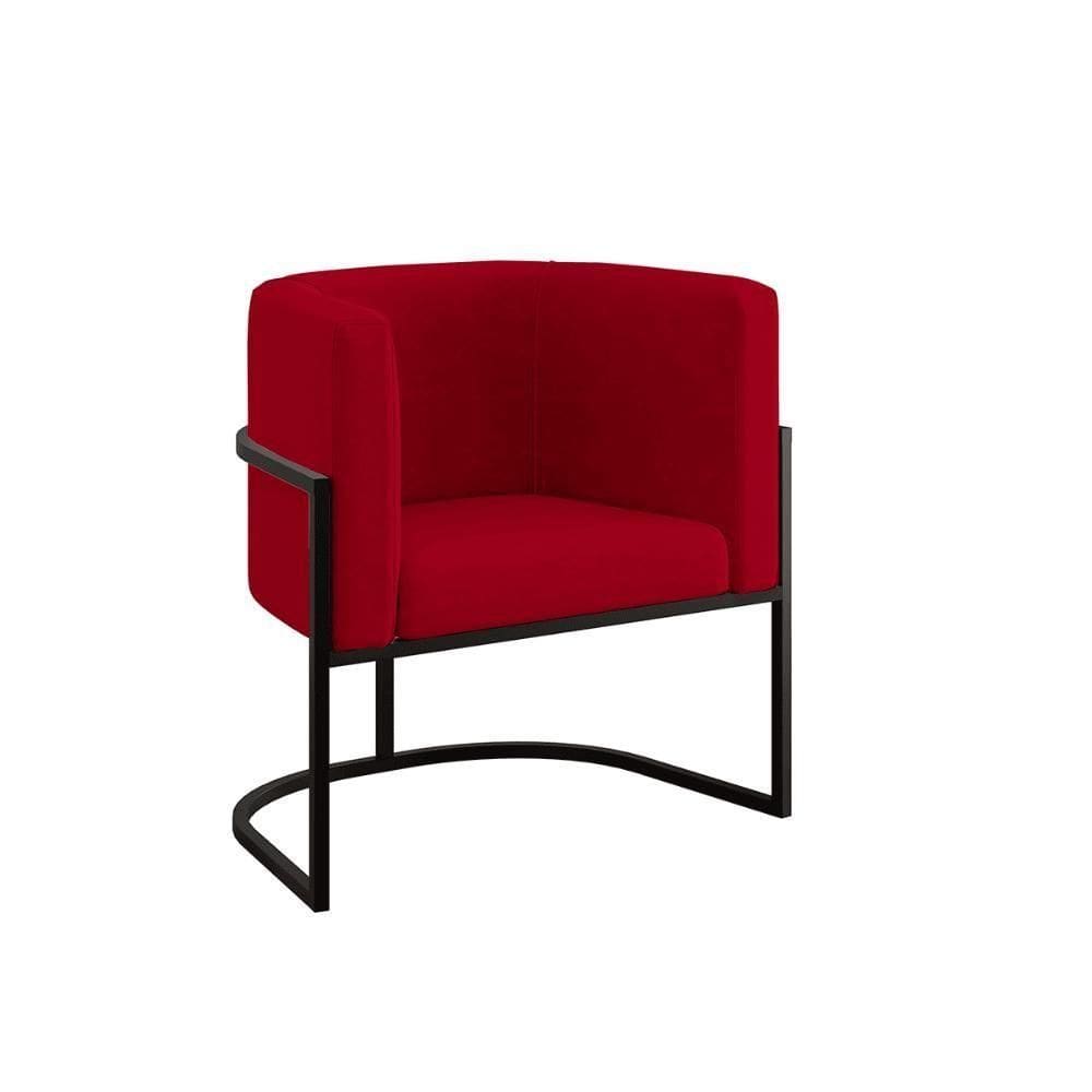 Poltrona Cadeira Decorativa Lua Base De Ferro Black Vermelho