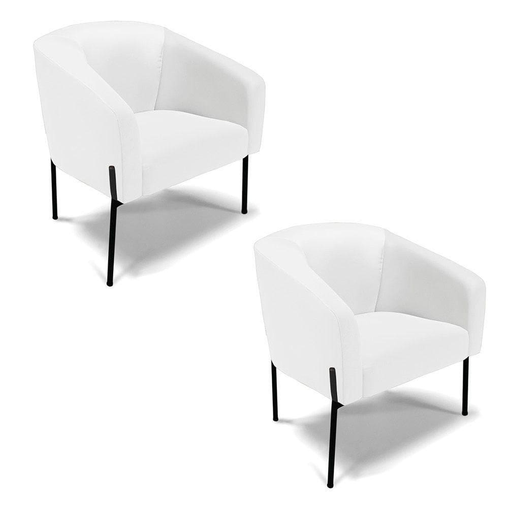 Cadeira Sala De Jantar Pé De Ferro Preto Kit 2 Stella Sintético D03 - D`rossi Cor Branco