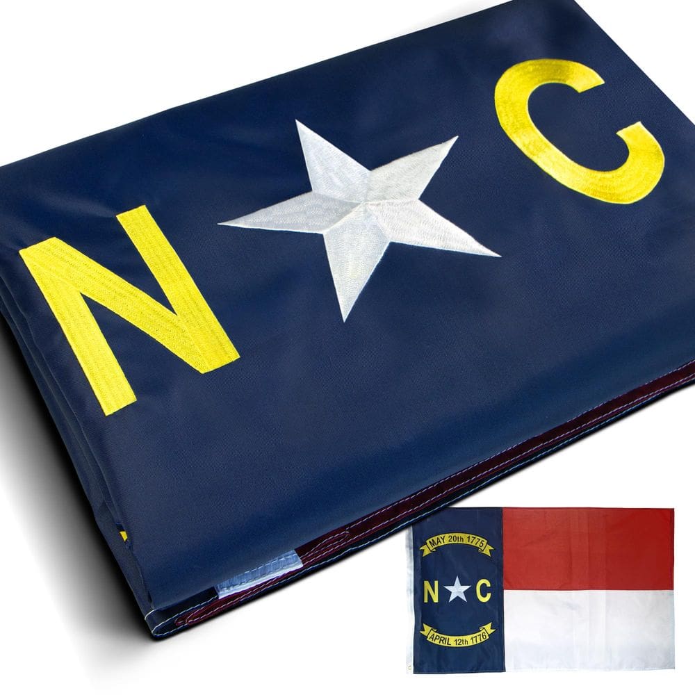 Bandeira da série Anley EverStrong bordada da Carolina do Norte 3x5f