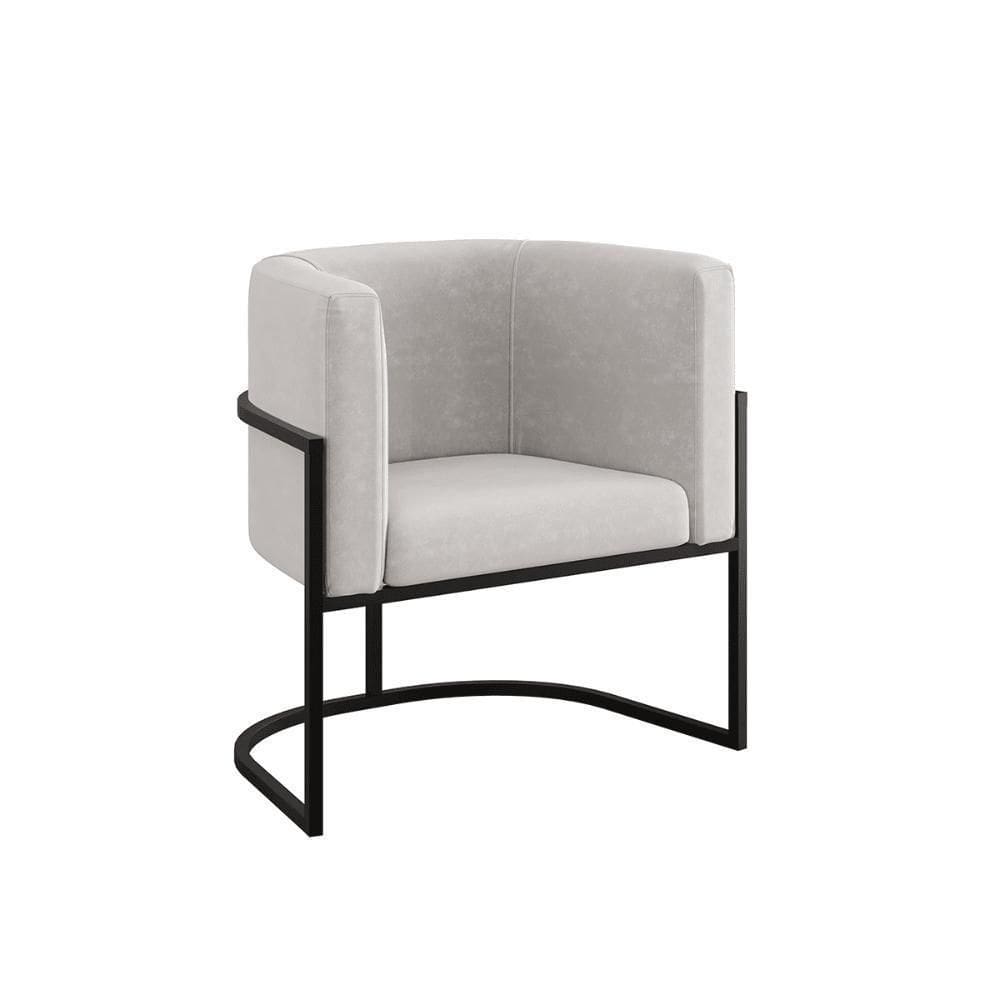 Poltrona Cadeira Decorativa Lua Base De Ferro Black Bege