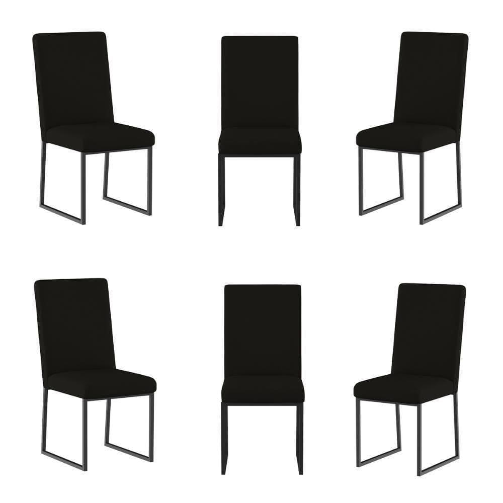 Kit 6 Cadeiras De Jantar Com Base De Ferro Preto Balaqui Preto