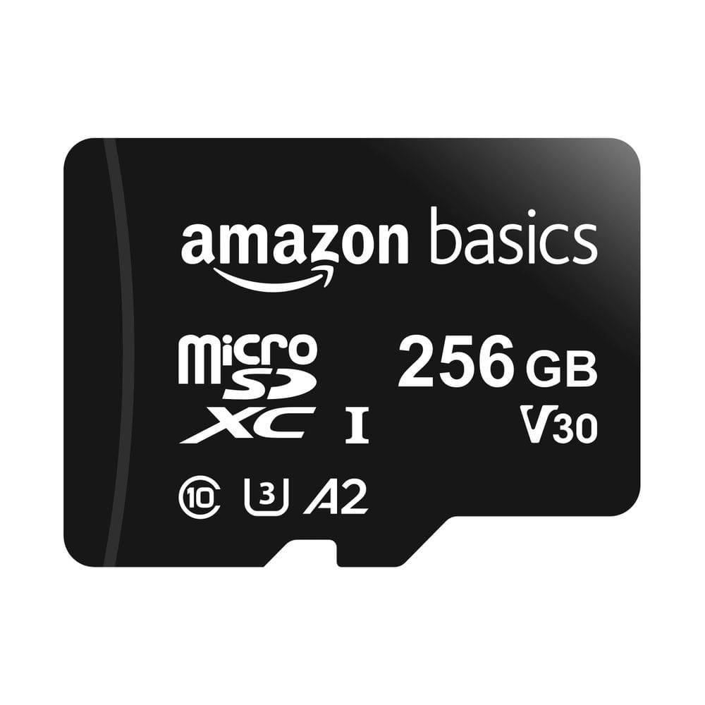 Cartão de memória Micro SDXC Amazon Basics 256GB com adaptador preto