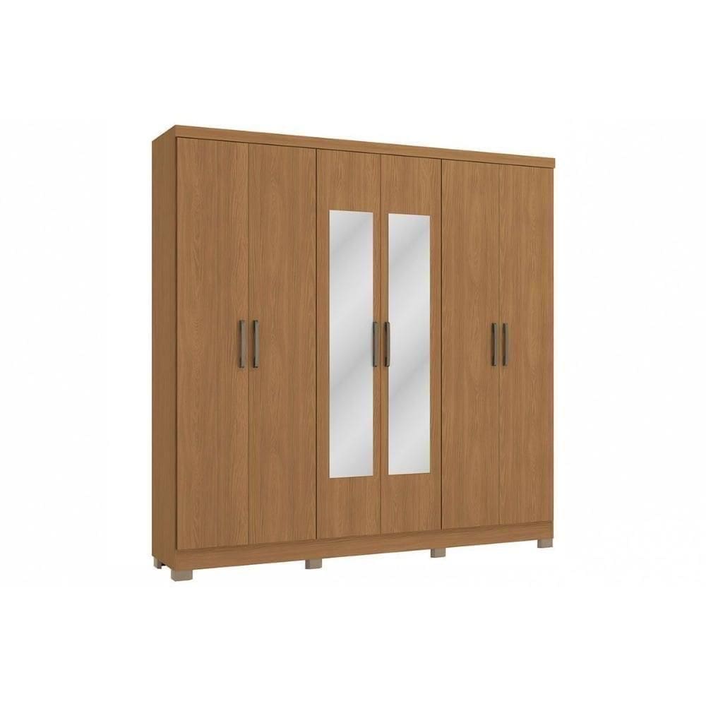 Guarda Roupa Casal 6 Portas E 3 Gavetas C- Espelho E Pés Cbj559 Canela