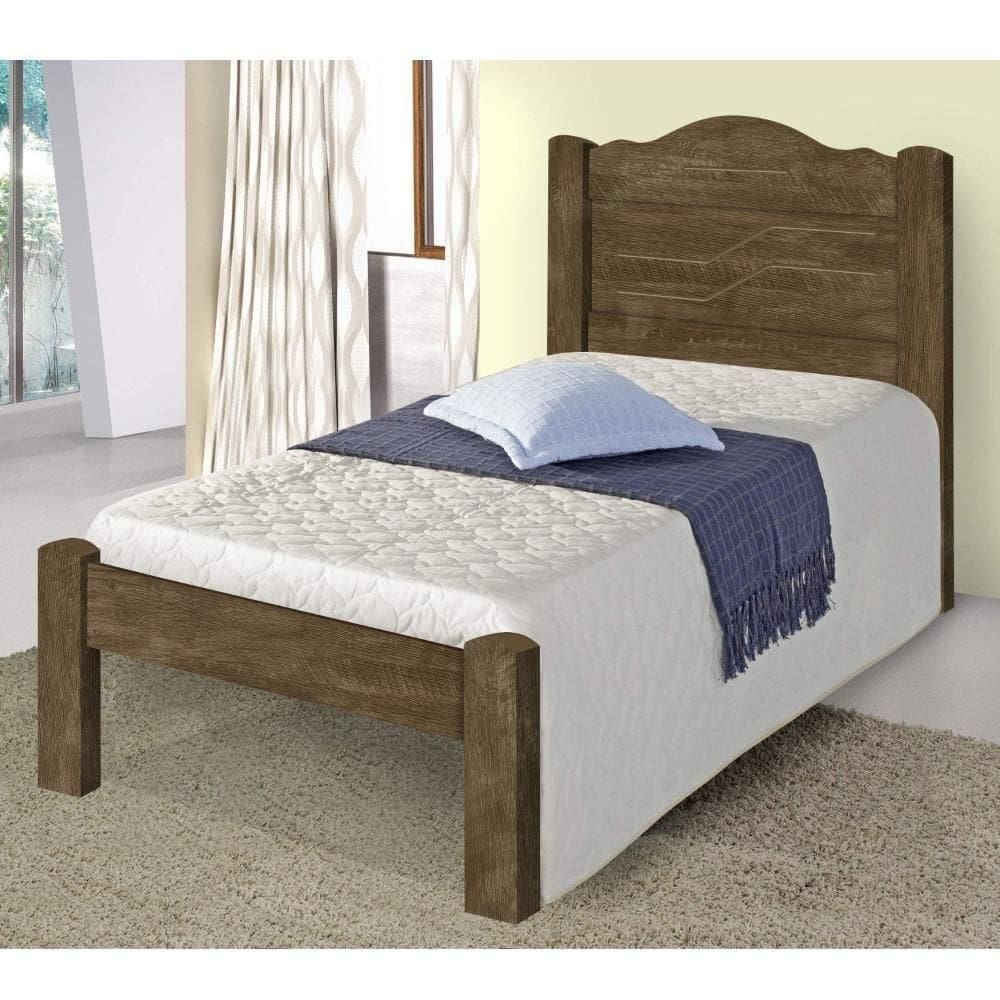 Cama Thalia Solteiro 0,88cm Castanho Com Colchão- Cambel