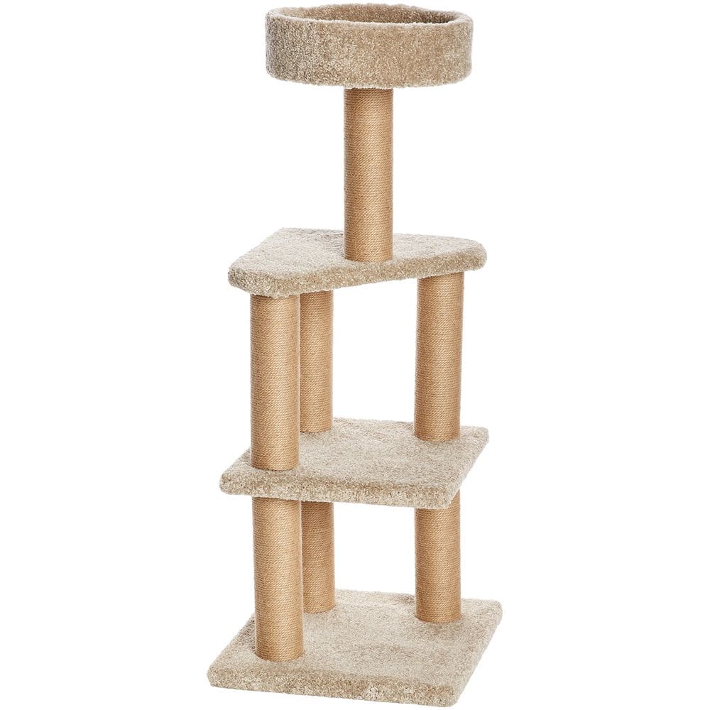 Torre de atividades para escalar árvores para gatos com arranhões bege