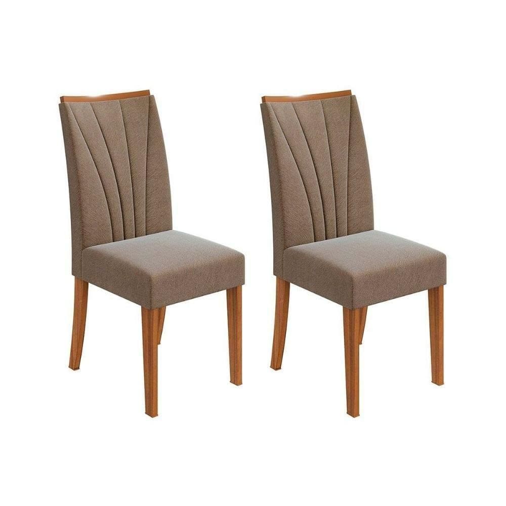 Cadeira Sala De Jantar Apogeu Kit 2 Un Amendoa Suede Animale Bege Lopas